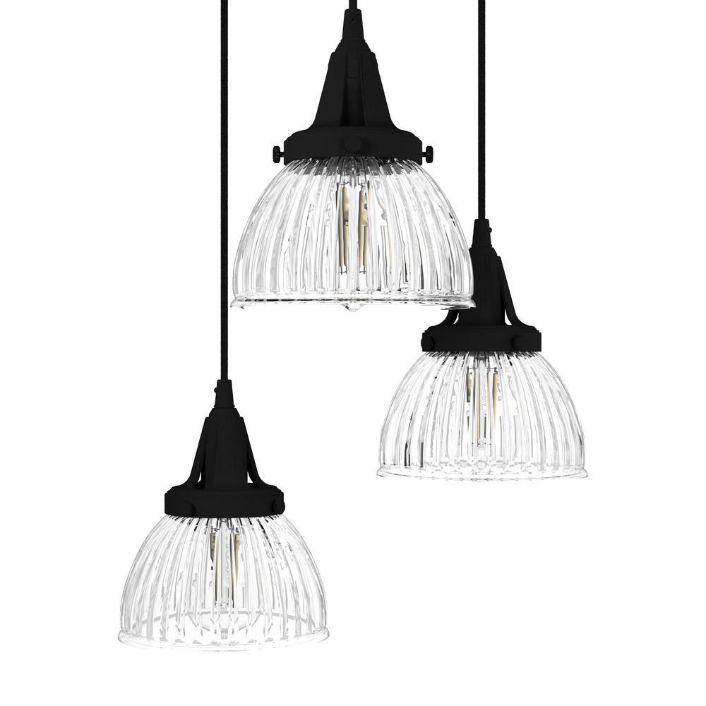 Cypress Grove Natural Iron 3-Light Fluted Glass Cluster Pendant