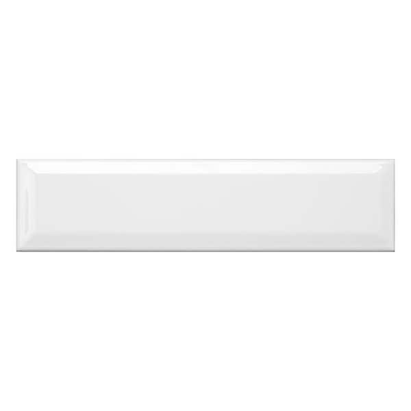 Allegro White 3 in. x 12 in. Glossy Beveled Ceramic Wall Tile (0.25 sq. ft.)