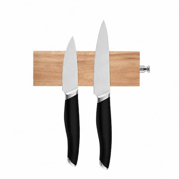Acacia Magnetic Knife Strip, 6 in. Wood Knife Holder for Kitchen Knives and Metal Tools, Brown