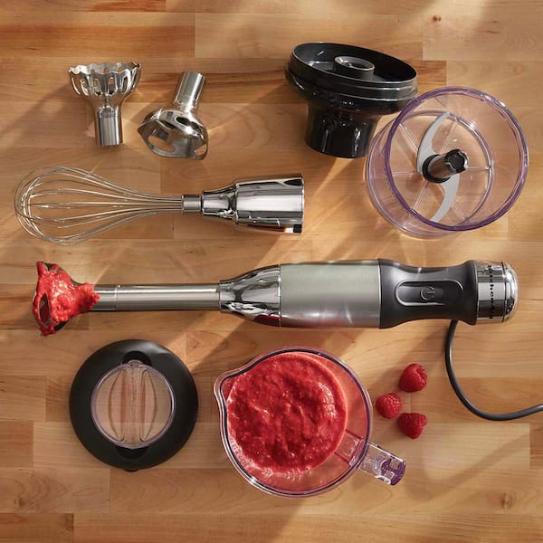 5-Speed Silver Immersion Blender with Whisk and Chopper Attachments KHB2561CU - The Home Depot