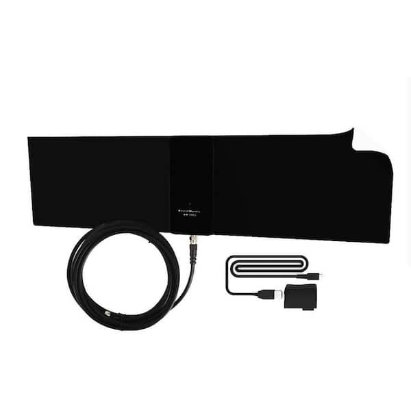 BoostWaves Supreme Amplified Razor Urban HDTV Indoor Flat Leaf Antenna 50-Mile Range with RG6 Cable