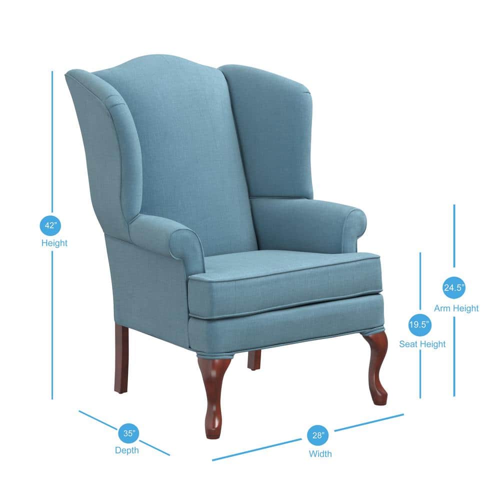 Traditional Erin Wingback Handcrafted Accent Chair in Blue