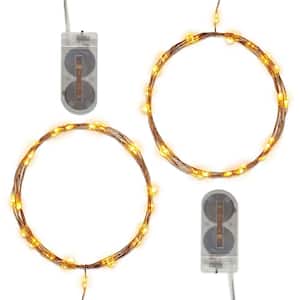 30-Light Warm White Battery Operated Mini Copper LED String Lights (2-Count)