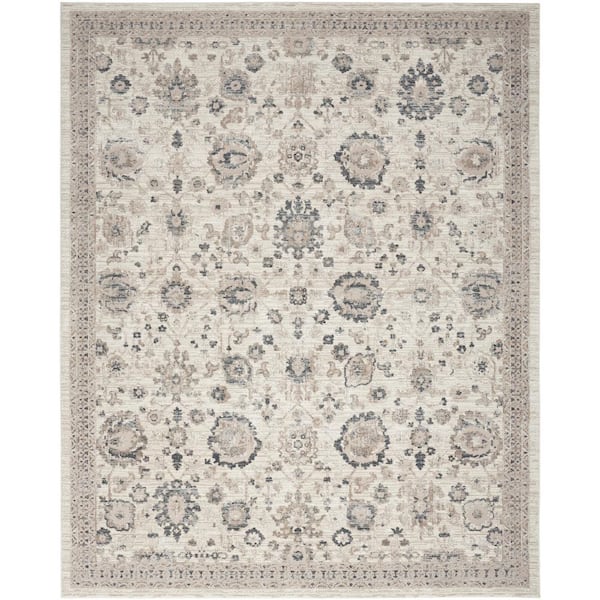 Nourison Renewed Ivory Multicolor 9 ft. x 12 ft. Distressed Traditional ...