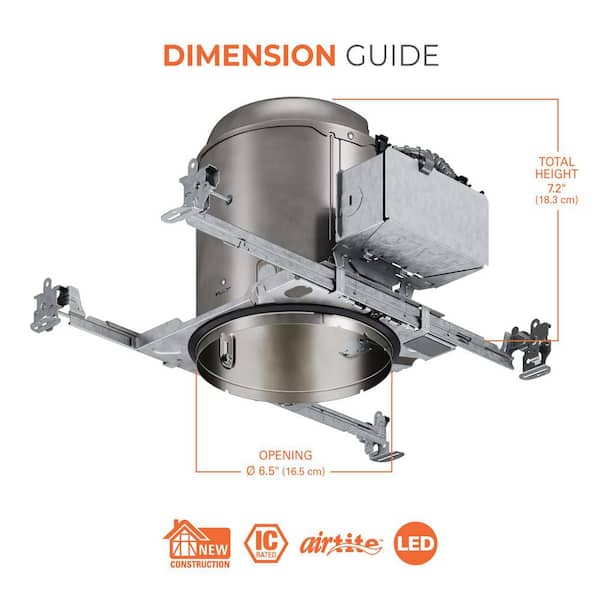 H750 6 in. Aluminum LED Recessed Lighting Housing for New Construction Ceiling, T24 Rated, Insulation Contact, Air-Tite