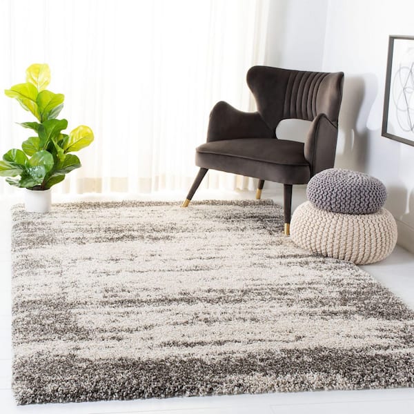 Hudson Shag 2 ft. x 3 ft. Ivory/Gray Distressed Area Rug