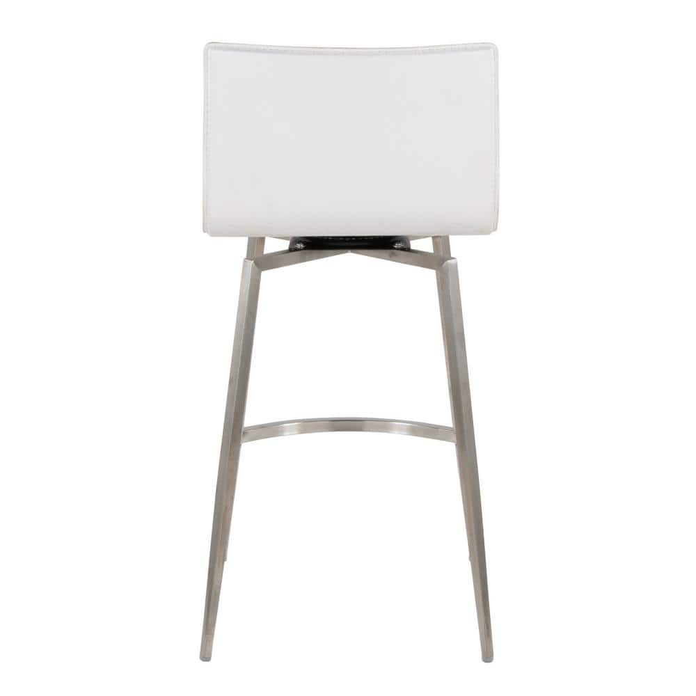 White Metal Swivel Upholstered Counter Stool Set