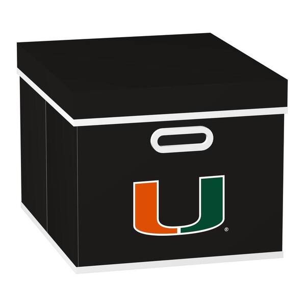 MyOwnersBox College STACKITS University of Miami 12 in. x 10 in. x 15 in. Stackable Black Fabric Storage Cube