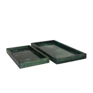 CosmoLiving by Cosmopolitan Green Marble Modern Tray ( Set of 2)
