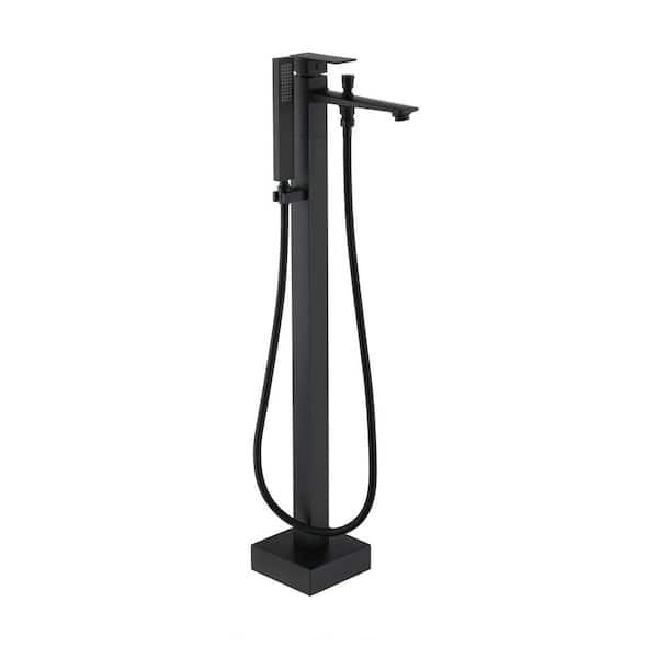 Boyel Living Single-Handle Freestanding Tub Faucet Floor Mounted Bathtub Filler Faucet with Hand Shower in. Matte Black