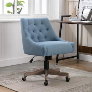 Blue Linen Fabric Upholstered Armless Office Chairs