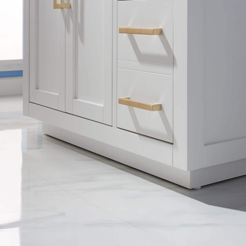Ivy 36" White Marble Countertop Single Vanity with Gold Hardware