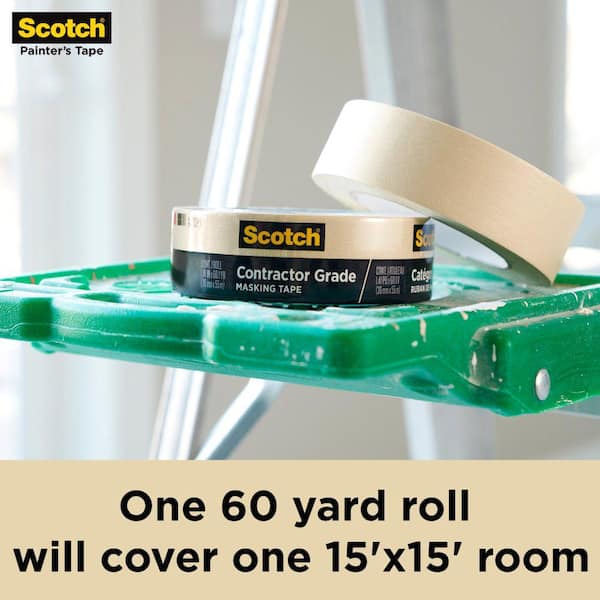 No-Residue 2 inch 60 Yard Masking Tape 1 Pk. Easy-Tear Pro-Grade Removable Painters Tape Great for Home, Office or Commercial Contractor. Clean