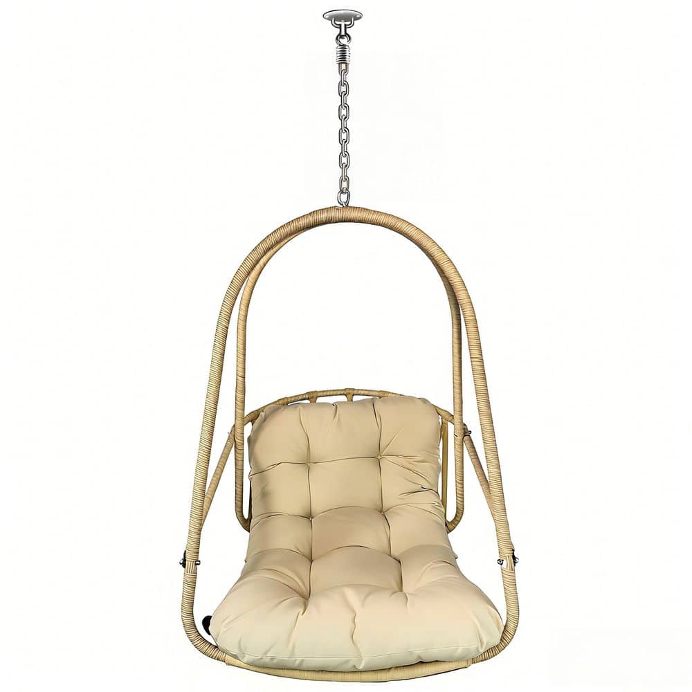 Metal Patio Swing Foldable Hanging Egg Chair with Removable Guardrail Cup Holder with Cushion price history on PriceWatchPro