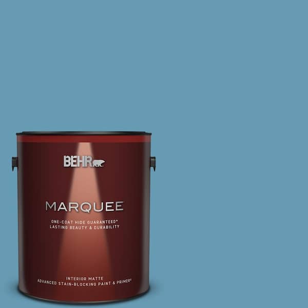 BEHR MARQUEE 1 gal. #S490-4 Yacht Blue One-Coat Hide Matte Interior Paint &  Primer 145401 - The Home Depot