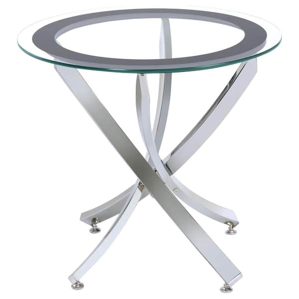 Coaster Brooke 23.5 in. Chrome and Clear Round Glass Top End Table