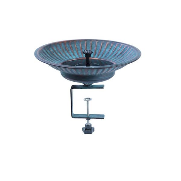 Deck Mounted Black Solar Bird Bath 12 in. Diameter Metal Fountain with Adjustable Sturdy Balcony Design