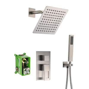 Modern Single Handle 1-Spray Shower Faucet 1.8 GPM with LED and Pressure Balance in. Brushed Nickel (Valve Included)