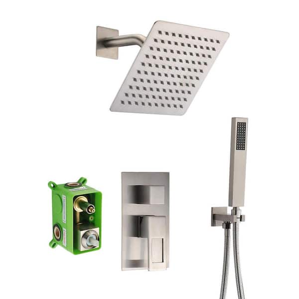 SUMERAIN Modern Single Handle 1-Spray Shower Faucet 1.8 GPM with LED and Pressure Balance in. Brushed Nickel (Valve Included)