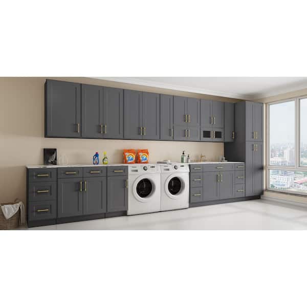 Homeibro Newport Shaker Gray Ready To Assemble Wall Cabinet With 2 Doors 33 In W X 12 H D Hd Sg W3312gd The