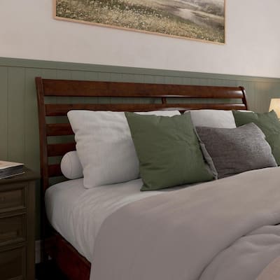 Savannah Walnut Brown Solid Wood King Sleigh Headboard