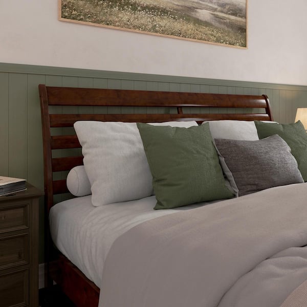 AFI Savannah Walnut Brown Solid Wood King Headboard with Attachable Charger