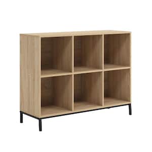 North Avenue 27.008 in. Charter Oak Engineered Wood 2-Shelf Accent Bookcase with Cubby Storage