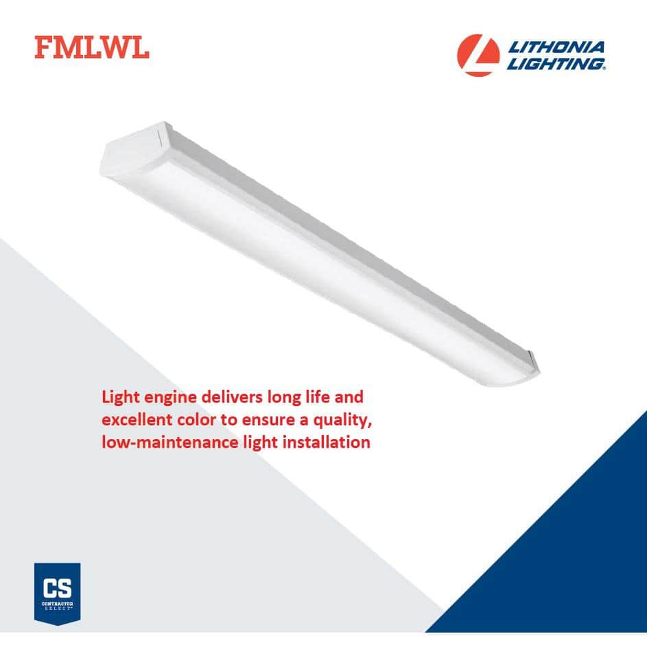 White 48-Inch Steel LED Flush Mount Light Fixture