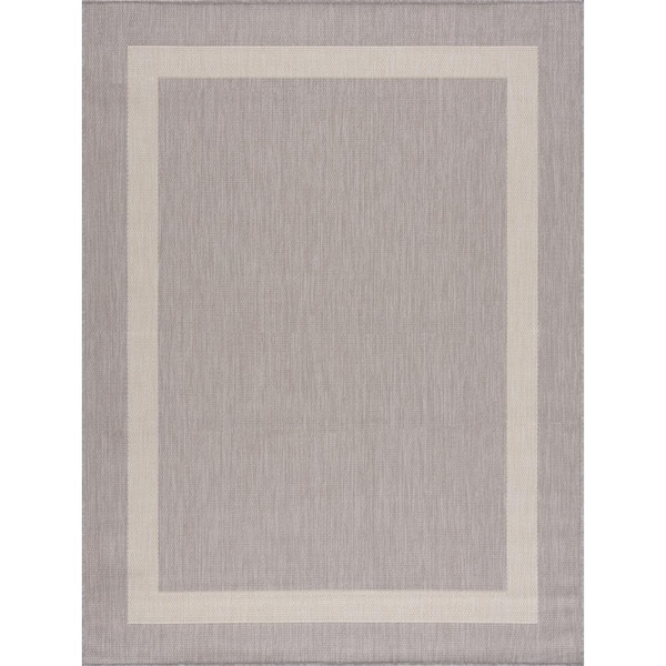 Paris Design Gray and White 6 ft. x 9 ft. Size 100% Eco-Friendly Lightweight Plastic Outdoor Area Mat/Rug
