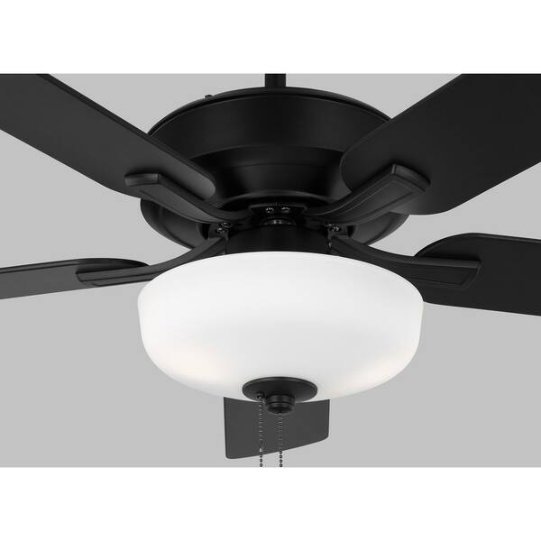 Generation Lighting - Linden 52 in. Transitional Indoor Midnight Black Ceiling Fan with Black Blades, Pull Chain and LED Light Kit