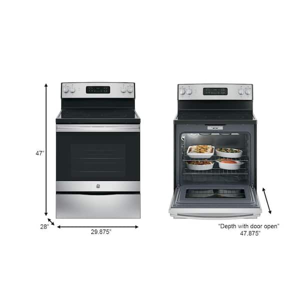 GE 30-in 4 Elements 5.3-cu ft Self-Cleaning Freestanding Electric Range  (White) at