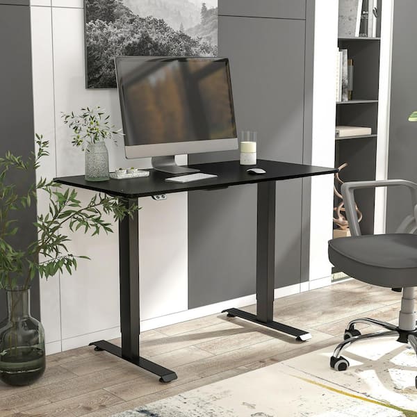 Derwin 47.2 in. Rectangular Black Wood Standing Desk With Adjustable Height