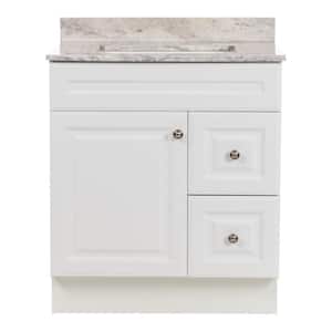 Glensford 31 in. W x 22 in. D x 38 in. H Single Sink  Bath Vanity in White with Winter Mist Cultured Marble Top