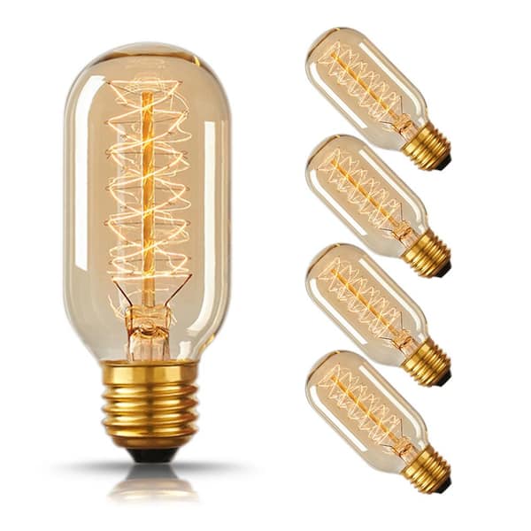 40-Watt Equivalent Vintage T45 Dimmable E26 Base Incandescent Edison Light Bulb 2700K (4-Pack)