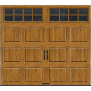 Gallery Steel Short Panel 8 ft x 7 ft Insulated 18.4 R-Value Wood Look Medium Garage Door with SQ24 Windows