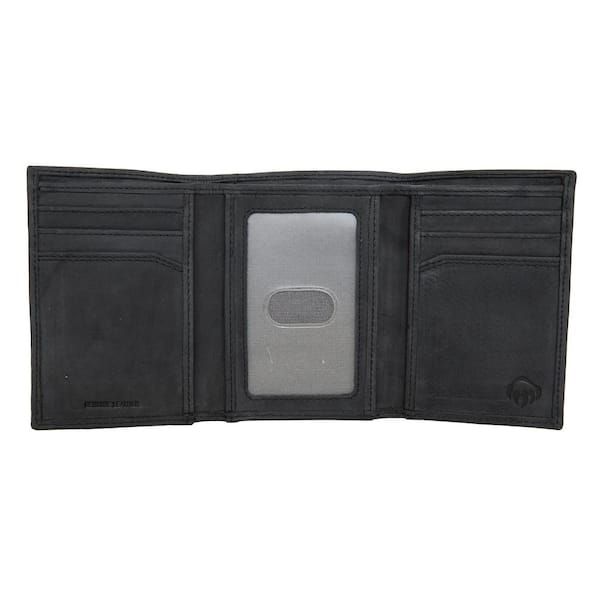 Men's Guess Black Leather Billfold Trifold 6 Card Slot Wallet