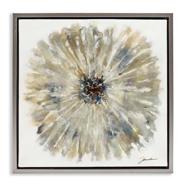 Stupell Industries Neutral Rustic Abstract Flower by Liz Jardine Gray Floater Frame Nature Graphic Art Print 25 in. x 25 in.