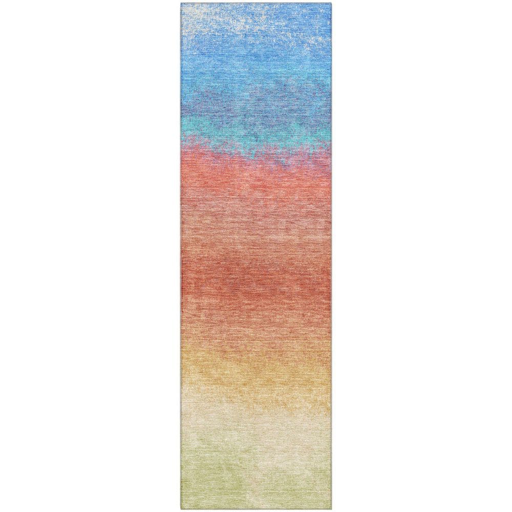 Mayfield Premium Machine Washable Abstract AMF2012 Coral 2 ft. x 7 ft. Runner Rug