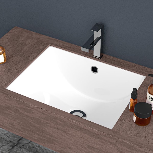 Staykiwi 21 in. Undermount Rectangular Bathroom Sink in White Ceramic with Overflow