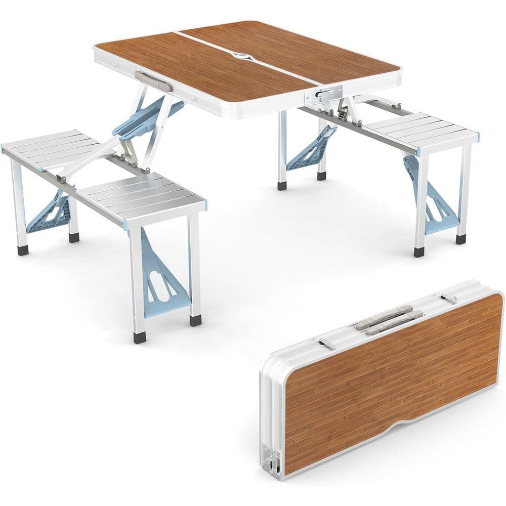 Oyezvary Folding Picnic Table with Umbrella Hole, Portable