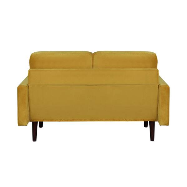 Lifestyle Solutions Marie Collection 32.1 Yellow Loveseat with Polyester Upholstered Straight Arms - The Home Depot