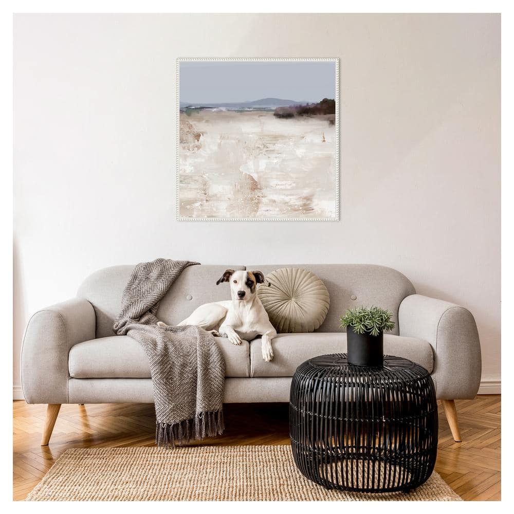 30"x30" Beaded White Framed Abstract Landscape Canvas Print