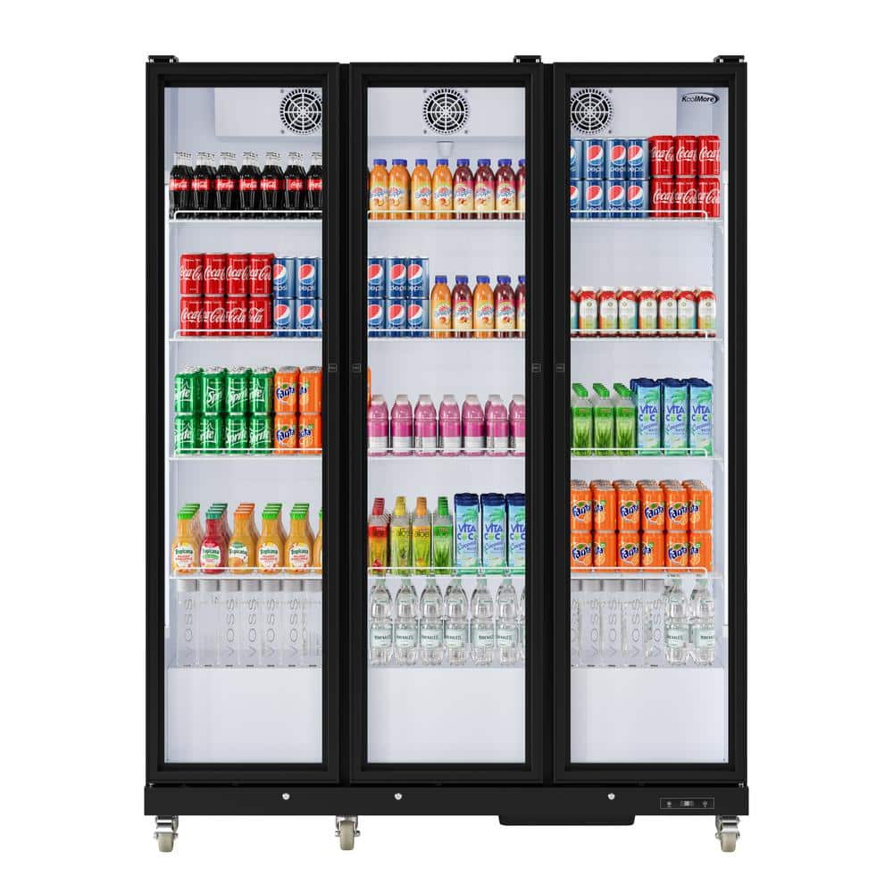 70 in. Commercial 3-Glass-Door Merchandiser Display Refrigerator, 53 cu. ft. in Black