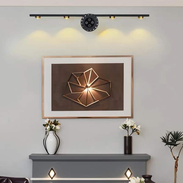 24 in. 4-Light Black Modern LED Vanity Light Bar, Hardwired Wall Sconce, Dimmable, 3-Color, 1-Pack
