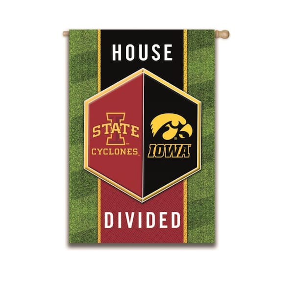 Team Sports America 2-1/3 ft. x 3-2/3 ft. Iowa/Iowa State 2-Sided House Divided House Flag