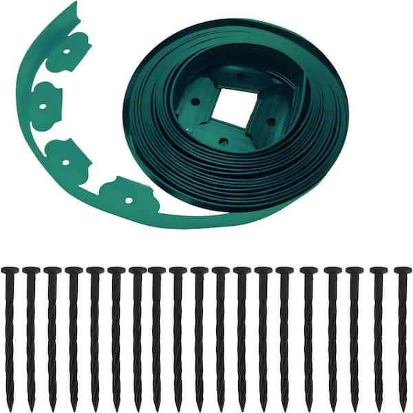 33 ft. No-Dig Garden Edging Kit Plastic Garden Border with 60 Stakes 2.36 in. Tall Border Edging for Garden Lawn Green