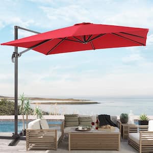Rust Red Premium 9x9FT Cantilever Patio Umbrella - Outdoor Comfort with 360° Rotation and Canopy Angle Adjustment