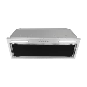 28 in. 350 CFM Curino Ductless Insert Range Hood in Brushed Steel, Mesh Filters, Electronic Button Control, LED Lights