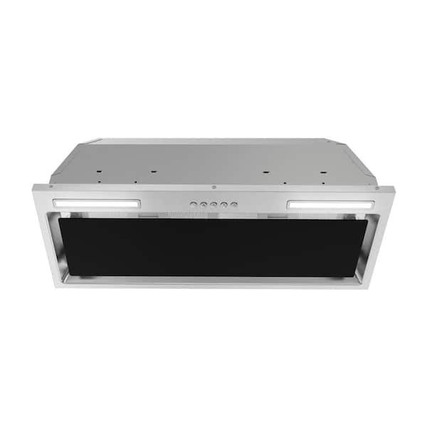 28 in. 350 CFM Curino Ductless Insert Range Hood in Glossy Black, Mesh Filters, Electronic Button Control, LED Lights