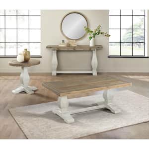 Napa 60 in. White Stain/Reclaimed Natural Standard Rectangle Wood Console Table with Pedestal